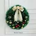 Couronne de Noël de 45cm avec boules rouges et dorées et un nœud champagne pour porte - Couronne Verte 45CM Style B (Sans Lumière)