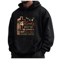Men's black fleece hoodie with 'Autumn is God's way' quote print and drawstring hood - S / Tops / Black (Autumn God's Way)