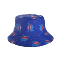 Kids royal blue bucket hat featuring all-over shark print and breathable cotton fabric - 52cm (2-6 Years) / Shark-Royal Blue