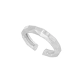 Adjustable S925 sterling silver ring with matte finish and geometric faceted design - Adjustable Open / Silver