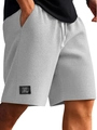 Men's light grey waffle knit athletic shorts with drawstring waist and side pockets - S / Bottoms / White