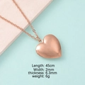 Médaillon cœur en acier inoxydable 316L poli or rose avec une fine chaîne en O - Collier Coeur Poli Or Rose (26#)
