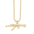 Hip hop style gold AK-47 pendant necklace fully paved with sparkling crystals on ball chain - Classic AK-47 Style