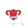 Cartoon enamel uterus brooch with smiling face and Cuterus text ribbon badge - Red