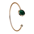 Bracelet jonc ouvert or rose avec malachite verte et un petit accent de diamant - 3034
