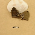 Vintage bronze birth certificate charms with angel detail and customizable fields - A3315 Birth Certificate Angel