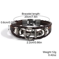 Multi-layer leather anchor bracelet with turquoise details and dimensions 20cm x 0.6cm - S2305-21 Anchor Brown Leather