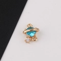 Detail showing gold-plated planet connector with blue zircon for DIY jewelry making - 8# Sky Blue