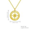 Gold stainless steel compass star pendant necklace with 1.8cm diameter and adjustable chain - Gold Octagonal Star Compass