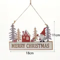 Wooden Merry Christmas house ornament with gnome and trees hanging decoration - Type 1 (Merry Christmas House Design)