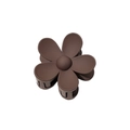 Matte dark brown flower hair claw clip with a hollow five-petal design on white background - Solid - Matte Dark Brown