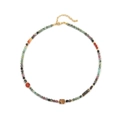 Collana boho a doppio strato con perline di turchese e ciondolo a forma di girasole - Collana di Perline Multicolore Vintage (XL-1117DYO1)