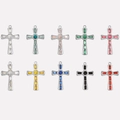 Set de 10 colgantes de cruz con cristales de colores en plata y oro rosa - Juego Mixto De 10 Piezas / Plata-Colores Mezclados