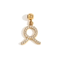 Gold plated zodiac sign pendant with sparkling pavé crystals in polished stainless steel - Taurus