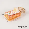 Realistic double-layered cream sandwich biscuit keychain charm with gold metal ring - Double Layer Cream White Chocolate Cookie-Gold Buckle