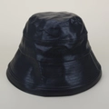 Classic black faux leather bucket hat for women with detailed stitching and sleek texture - M (56-58cm) / Black