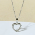 Silver-finished heart pendant necklace with shimmering cubic zirconia pavé detailing - Silver N0110S