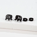Macro view of matte black elephant stud earrings with hollow flower pattern on stone - 278 Black (Elephant)