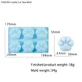 Light blue 6-cavity cat paw silicone mold with 199x129x28mm dimensions for DIY resin - 6-Cavity Cat Paw Mold / Blue