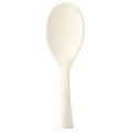Cucchiaio per riso in silicone beige verticale con superficie antiaderente e manico - Bianco
