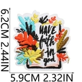 Detail of Jesus faith embroidery patch with flowers and 6.2x5.9cm size marking - HAVE faith in god