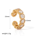 Λεπτομέρεια χρυσού ear cuff με ζιργκόν, διάμετρο 15mm και βάρος 1,5g για γυναίκες - Στυλ Φαρδύ με Στρας (TE60701) / Μονό Τεμάχιο (Όχι Ζεύγος) / Χρυσό