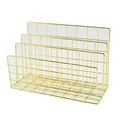 Nordic gold metal wire 3-tier desktop file organizer and book storage rack - Champagne Gold