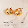 Boucles d'oreilles créoles géométriques multicouches plaquées or 18 carats - Doré