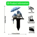 Flat acrylic garden stake featuring blue birds under a blue umbrella for outdoor decoration - No.11 (0.2cm Thickness)