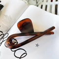 Macro detail of amber tortoise shell hair claw clip on fashion magazine backdrop - Butterfly Buckle Ribbon (Approx 12cm) / Matte Red Brown