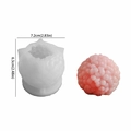White silicone rose ball candle mold with pink flower berry wax sample and dimensions - Flower Stamen Ball