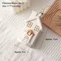 Miniature white ceramic chimney house ornament with gold string for Christmas decor - Chimney House: Style 3