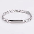 Dettaglio del bracciale a catena Figaro in acciaio inox con placca in metallo curva - 8mm*21cm / Color Acciaio
