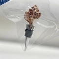 Conch shell wine bottle stopper with silver metal cone and rubber seal in packaging - Pipe Shell Stopper