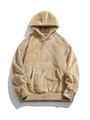 Thick polar fleece hoodie in camel brown with hooded design and kangaroo pocket - S / Beige