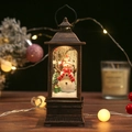 Bronze Christmas lantern with snowman and snowy tree scene in a warm festive setting - New Square Lantern Snowman (No Water) / Without Water