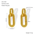 Macro shot of 18K gold plated stainless steel chain link earrings with spiral texture - Gold
