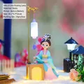 Resin night light featuring an ancient style lady painting with a glowing lantern - -37 Painting Lamp Figurine