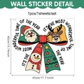 Pegatina de pared lazo de Navidad con Papá Noel y reno, vinilo decorativo PVC 45x40cm - Lazo de Navidad (UV24Y12664T_T)