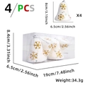 Set de 4 campanas navideñas de espuma blanca con copos dorados y caja de presentación - 4 Piezas/Caja / Campana de Copo de Neve Dorado