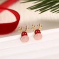 Pendientes de reno dorados con esmalte rojo y rosa para la temporada de Navidad - Alce Cartoon Rojo Rosa (EAR0055)