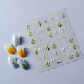 Adesivi per unghie 3D in rilievo con tulipani gialli, fiocchi bianchi e perle FEB-477 - Stile Perla Tulipano Giallo (FEB-477)