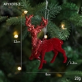 Addobbo natalizio a forma di renna rossa floccata con glitter argento su albero - Alce