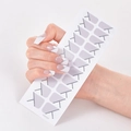Self-adhesive grey and silver geometric nail stickers UNE028 with French manicure style - Grey Silver Geometric French Style (UNE-28)
