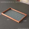 Vassoio rettangolare in legno e vetro begonia con dimensioni di 32x19,5 cm - Rettangolo - Legno Naturale / 32x19.5x2.5cm