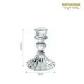 Small ribbed glass candle holder in clear finish, height 10.5cm and width 8cm - Round Small Vertical Stripes / Clear