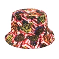 Detailed view of colorful tie-dye patterns on a cotton bucket hat for outdoor fashion - M (56-58cm) / Red Yellow Black Tie-Dye (6#)