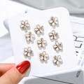 Set of 10 white five-petal flower safety pins with golden frames for shirt accessories - Five Petal Flower Style