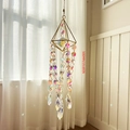 500mm colorful crystal snowflake suncatcher with golden geometric frame and rainbow spots - Iridescent Wind Chime (Hexagon)