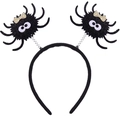 Detail of Halloween headband with black plush spiders, golden bows and spring attachments - 7# Spider